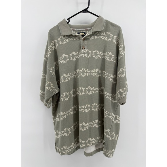Tommy Bahama Other - Tommy Bahama Mens XL Sage Green Ribbed Cotton Scroll Print Polo Shirt SS